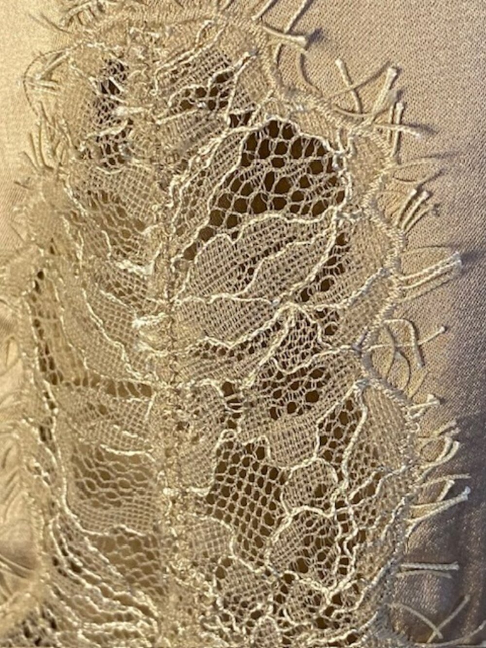 Wilfred Aritzia Satin Slip Dress with Lace Medium Midi Pale Gold - Picture 4 of 16